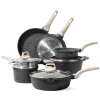 Nonstick Pots and Pans Set, 10 Pcs Granite Stone Kitchen Cookware Sets (Black)