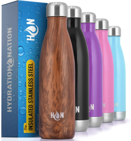 Hydration Nation Double Wall Insulated Water Bottle (Color: WD-GRN, size: 17oz)