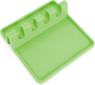 Silicone Utensil Rest with Drip Pad (Color: GRN)