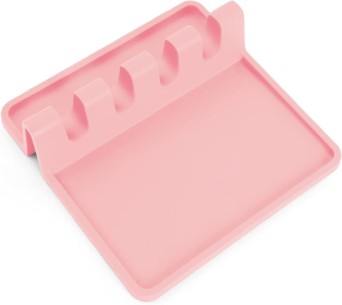 Silicone Utensil Rest with Drip Pad (Color: PNK)